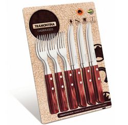CONJUNTO PARA CHURRASCO EM AÇO INOX 12 PEÇAS POLYWOOD 21199711 - TRAMONTINA