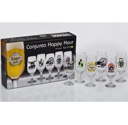 CONJUNTO COM 6 TAÇAS DE VIDRO DECORADAS 300ML (551) - TOP LINE