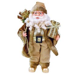 PAPAI NOEL COM SACO DE PRESENTE 41CM 16336 MARROM E DOURADO - MAGI