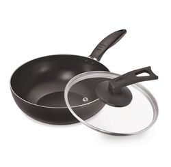 FRIGIDEIRA ALTA DE ALUMINIO COM TAMPA DE VIDRO 24CM