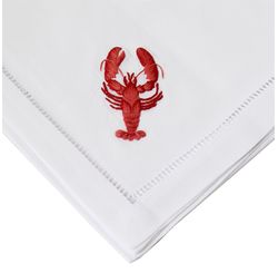 KIT GUARDANAPO PONTO AJOUR COM 2 PEÇAS 0,50 X 0,50 LAGOSTA/VERMELHO - NIAZITEX