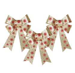 CONJUNTO DE ENFEITE DE ARVORE DE NATAL COM 3 UNIDADES DE LAÇO GLIT