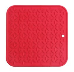 Descanso de Panela Quadrado de Silicone 17x17cm Vermelho/unico