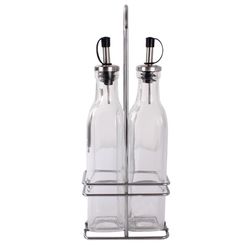 Conjunto Galheteiro 2 Pecas Azeite/vinagre Com Suporte 250ml