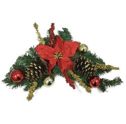 Enfeite Decorativo Porta C/ Flor e Pinha 60cm - Niazitex