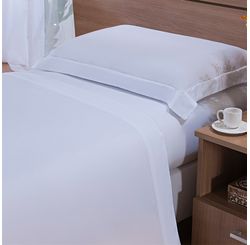 Jogo de Cama 200 Fios Hotel Bordado Solteiro