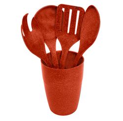 JOGO DE UTENSÍLIOS COM SUPORTE TERRACOTA (7409) - EVO PRODUTOS SUSTENTÁVEIS