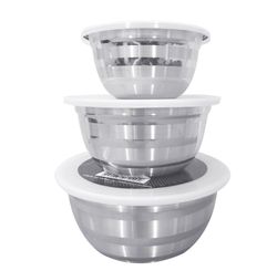 JOGO POTE ACO INOX COM TAMPA DE PLASTICO 3 PEÇAS 18X22X26CM - HOMECOOK