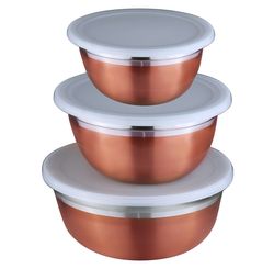 JOGO POTE ACO INOX C/ TAMPA PLASTICA 3PCS  18X22X26CM  COBRE - HOMECOOK
