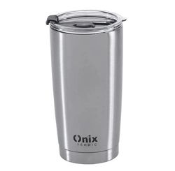 COPO TERMICO ACO INOX 580ML C/ TAMPA  TRANSPARENTE (1261)