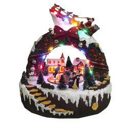 Vila Natalina Patinacao No Gelo Resina C/led 24x24x27cm