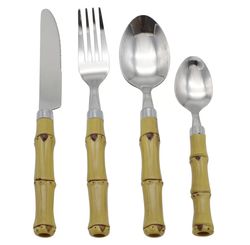 FAQUEIRO 24PC DE INOX COM CABO DE BAMBU (1176) - LYOR