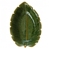 PRATO DECORATIVO DE CERAMICA BANANA LEAF VERDE  (4336) - LYOR