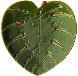 PRATO DECORATIVO CERAMICA COSTELA ADAO LEAF VERDE (4318) - LYOR