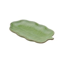 PRATO DECORATIVO DE CERAMICA BANANA LEAF VERDE (3869) - LYOR