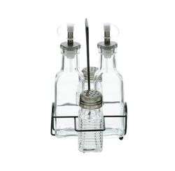 JOGO DE 4 GALHETEIROS COM SUPORTE DE METAL 200/70 ML (7088) - LYOR