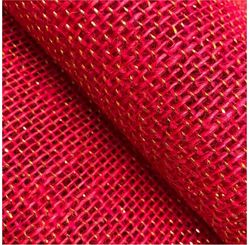 TECIDO JUTA P9 LG1,00 FIO OURO VERMELHO