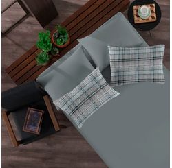 JOGO DE CAMA QUEEN  GRUNGE VERDE/CINZA