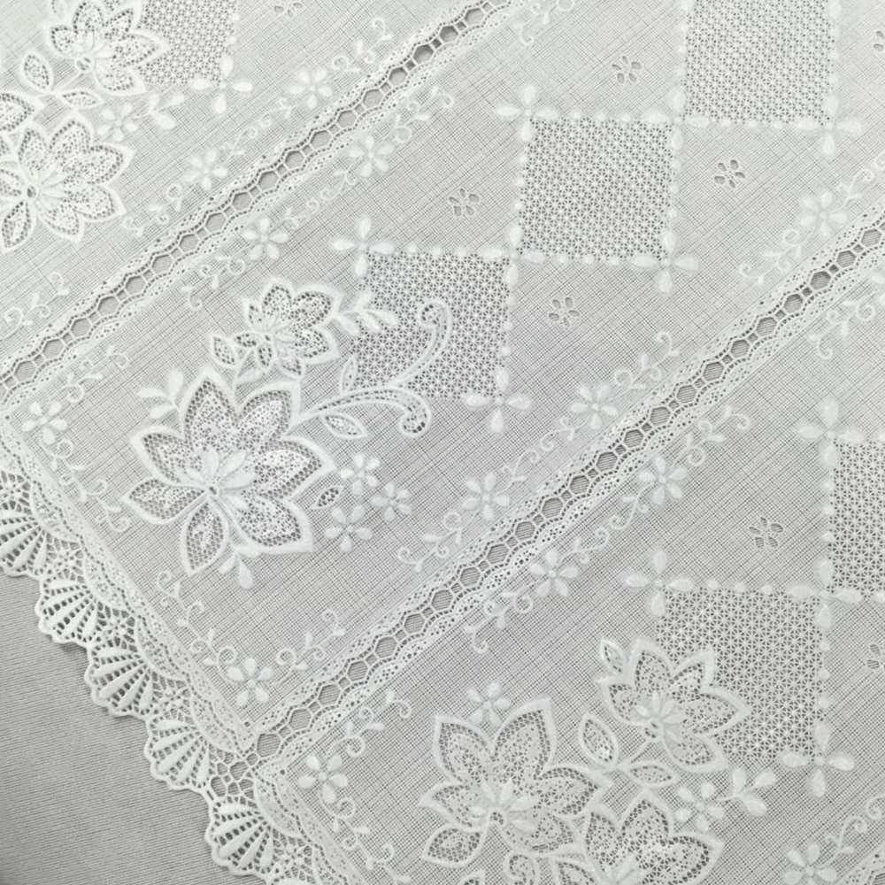 CAMINHO DE MESA CROCHE PLASTICO POR METRO 50CM 628 BRANCO
