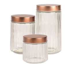 JOGO 3 PORTA MANTIMENTOS RED VIDRO C/ TAMPA COBRE 880ML