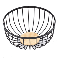 CESTA DE FRUTA EM METAL E MADEIRA