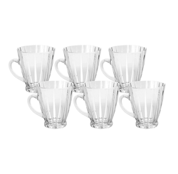 JOGO DE 6 XICARAS ACADIA COFFEE TIME EM VIDRO 180ML