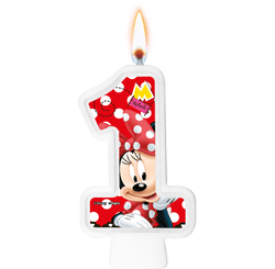 VELA NUMERAL RED MINNIE NUMERO 1 01 un