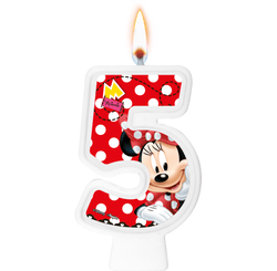 VELA NUMERAL RED MINNIE NUMERO 5 01 un