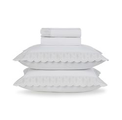 JOGO DE CAMA CASAL TRUSSARDI 200 FIOS PERCAL NOELLE BRANCO/ PLATIN