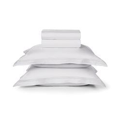 JOGO DE CAMA QUEEN TRUSSARDI 300 FIOS CETIM GALIENO BRANCO