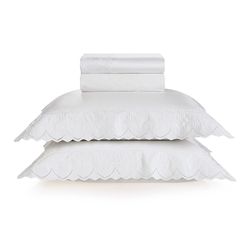 JOGO DE CAMA QUEEN TRUSSARDI 600 FIOS CETIM  DUCALE BRANCO
