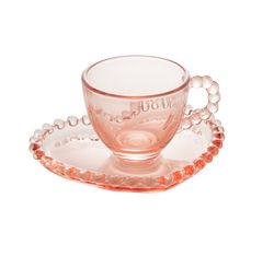CONJUNTO 4 XICARAS CAFE CRISTAL C/PIRES PEARL ROSA 80ML