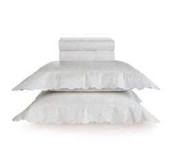 JOGO DE CAMA QUEEN TRUSSARDI 300 FIOS CETIM MAGLIE BRANCO