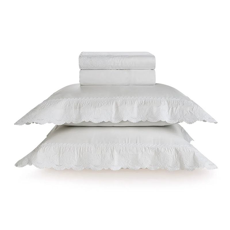 Jogo-de-Cama-King-Trussardi-300-Fios-Cetim-100--Algodao-Egipcio-Maglie-Branco