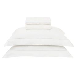 Jogo de Cama Casal Trussardi 300 Fios Cetim Parisi Branco/ Marinho