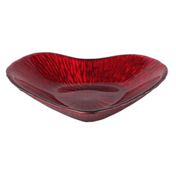 CENTRO DE MESA CORACAO EM VIDRO VERMELHO