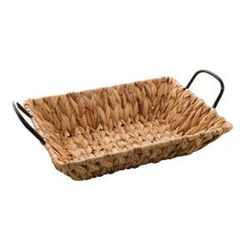 CESTA DE FIBRA NATURAL C/ALCA DE METAL PRETA 35X23X8CM