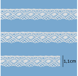RENDA PARAIBA 100%ALGODAO 466828 1,1CM C/ 20 MT BRANCO