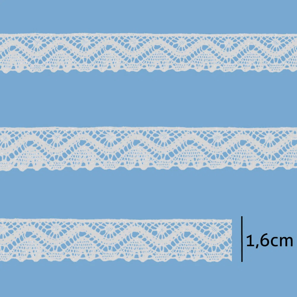 RENDA PARAIBA 100%ALGODAO 477436 1,6CM C/ 20 MT BRANCO - Niazi Chohfi