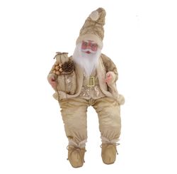 PAPAI NOEL SENTADO MUSICAL DOURADO CLARO PAETE