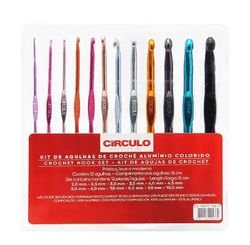 KIT AGULHA CROCHE COLORIDA ALUMINIO C/12 UNI 408611 COR 10