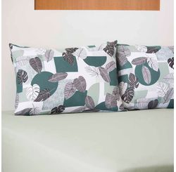 Jogo de Cama Queen Palmas/ Verde Musgo Claro