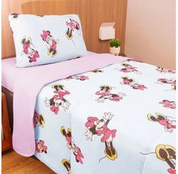 Jogo de Cama Solteiro  Play Minie Classic Rosa/lilas Geada