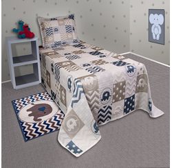 KIT COLCHA MONTBLANC KIDS ELEFANTE 20 AZUL
