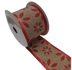 FITA NATALINA BEGE E VERMELHO