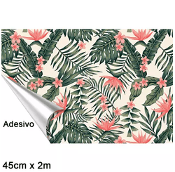 PAPEL CON-TACT 45CM X 2M FOLHAGEM TROPICAL