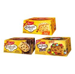 KIT TRIO MINI COLOMBAS DE FRUTAS GOTAS E M&Ms 3 UNIDADES