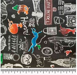 Tecido Tricoline Infantino Lg1,49 28404 Henri Background Black