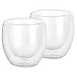 Xicara Vidro Parede Dupla 260ml Kit 2pcs