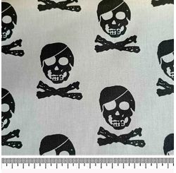 Tecido Tricoline Infantino Lg1,40 15696 Caveira Pirata 02